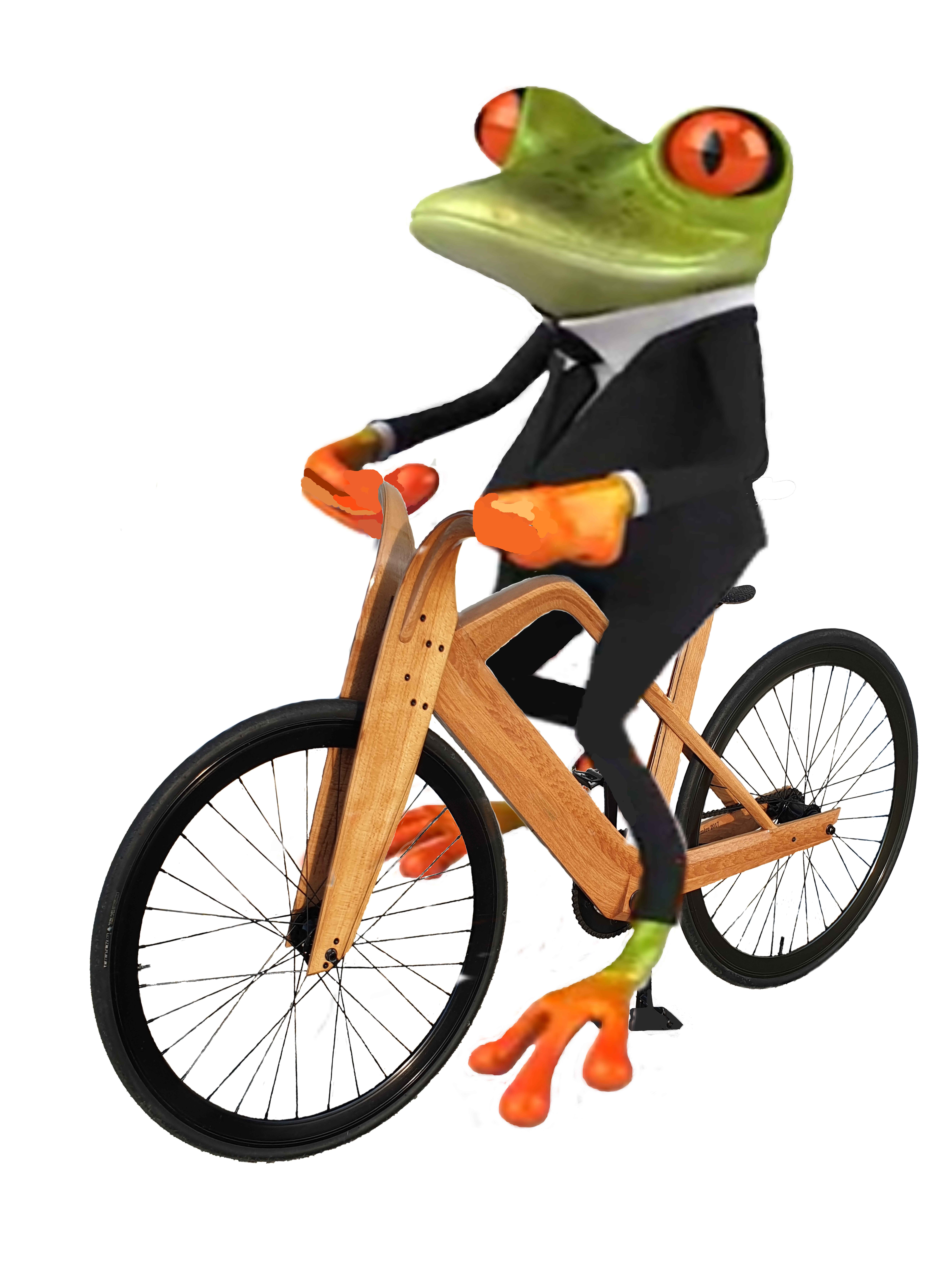 Grenouille sur vélo bois